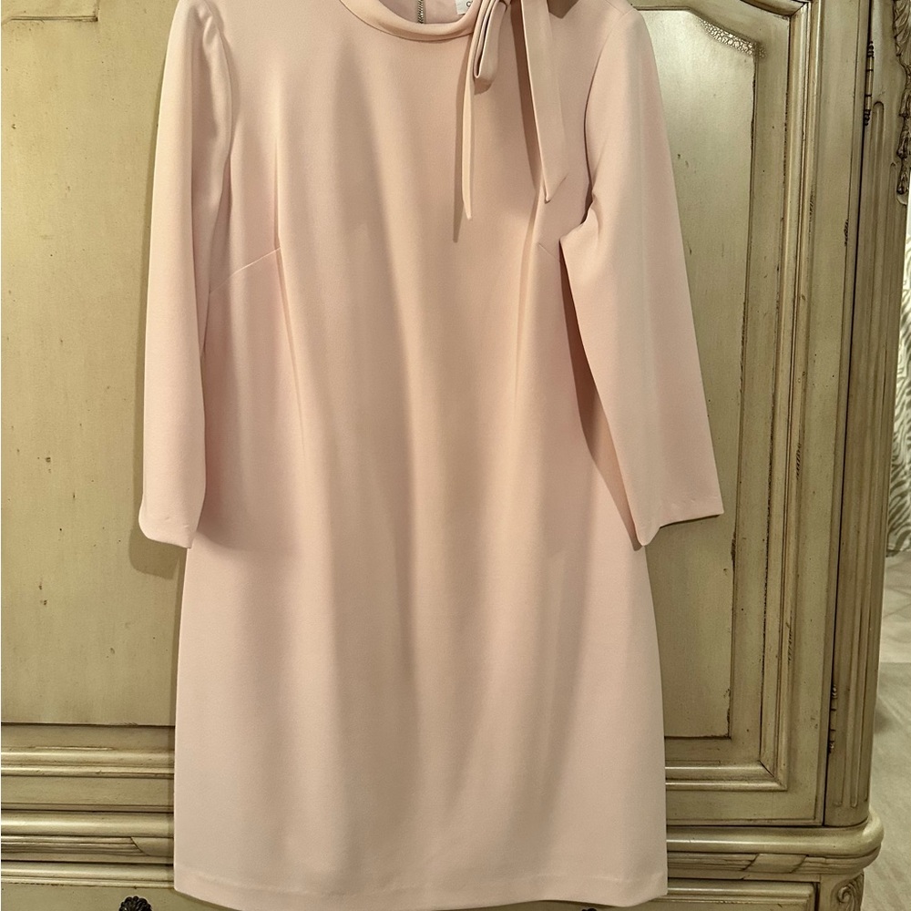 Calvin Klein Soft Blush Tie-Neck Midi Dress